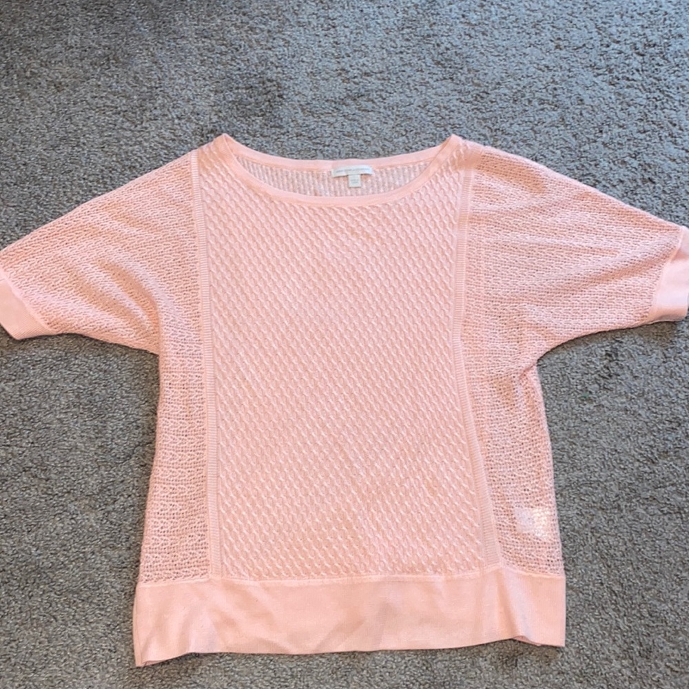 Pink, knitted New York & Company sweater.